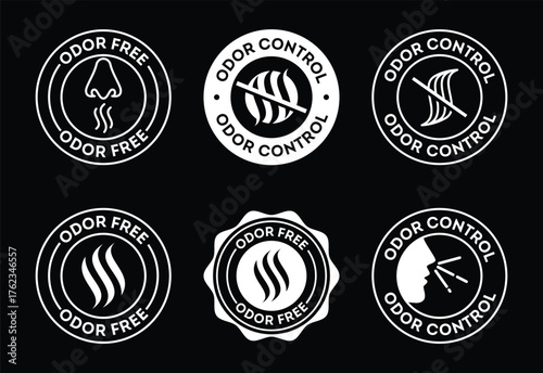 Odor Control Aroma Emission Clean Fresh Deodorize Sanitary Protection White Background Icons