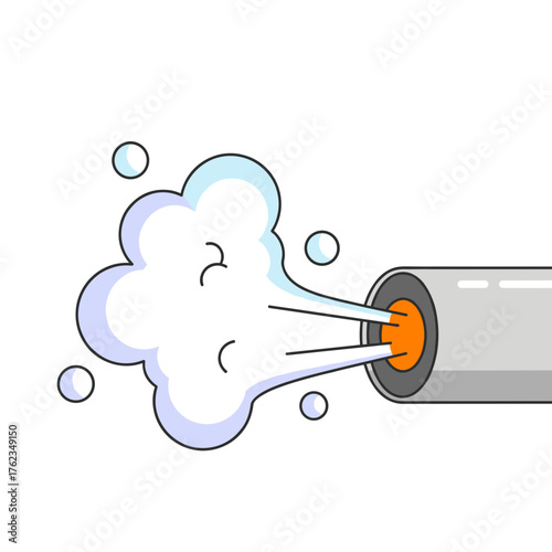 Car exhaust releasing smoke from pipe in winter atmosphere  