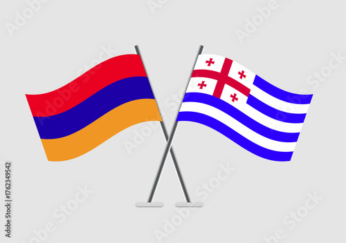 Armenia and Ajaria vector flags isolated on light background