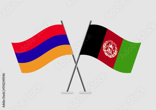 Armenia and Afghanistan vector flags in minimal crossed composition