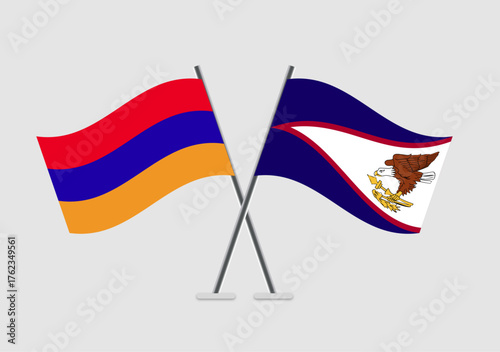 Armenia and American Samoa vector flags in classic flat art style