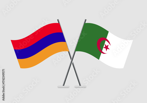 Armenia and Algeria vector flags icon with flat vector elements