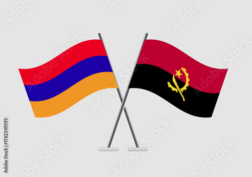 Armenia and Angola vector flags image with clean minimal layout