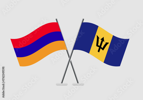 Armenia and Barbados vector flags in professional minimal vector style