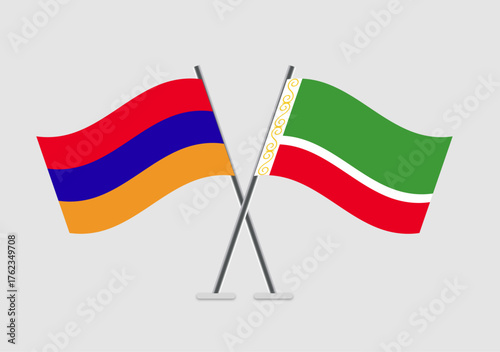 Armenia and Chechen Republic vector flags in neutral color scheme background