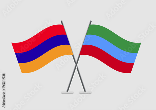 Armenia and Dagestan vector flags set on plain backdrop