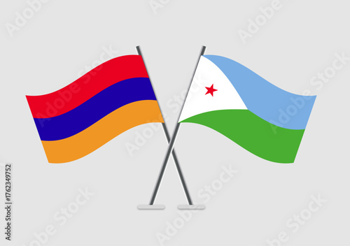 Armenia and Djibouti vector flags illustration in flat aesthetic