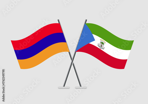 Armenia and Equatorial Guinea vector flags in celebration vector format