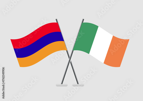 Armenia and Ireland vector flags icon with traditional shape
