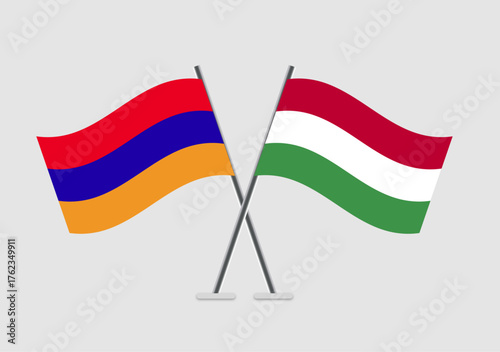 Armenia and Hungary vector flags illustrated with soft wave motion