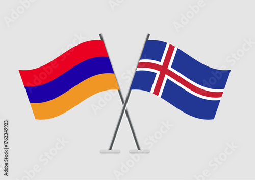 Armenia and Iceland vector flags in stylized display for diplomacy