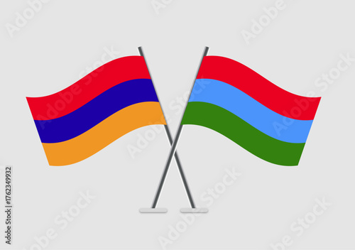 Armenia and Karelia vector flags positioned in mirror image