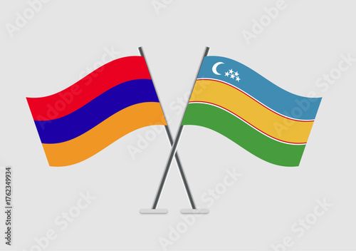 Armenia and Karakalpakstan vector flags design with flat color scheme