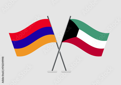 Armenia and Kuwait vector flags art in symbolic vector frame