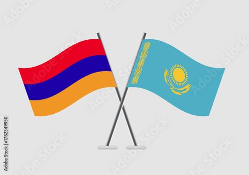 Armenia and Kazakhstan vector flags in peaceful unity display