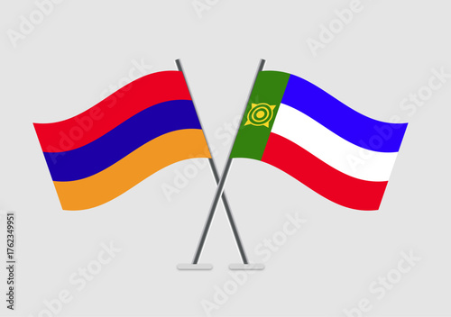 Armenia and Khakassia vector flags illustration with balance and grace