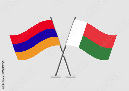 Armenia and Madagascar vector flags image with clean flat presentation