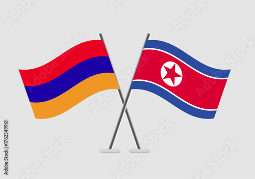 Armenia and North Korea vector flags paired in official graphic pose