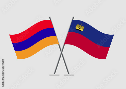 Armenia and Liechtenstein vector flags in patriotic flat graphic style
