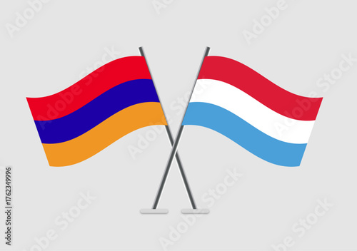 Armenia and Luxembourg vector flags crossing in graphic symbolism
