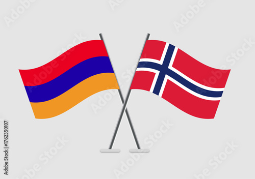 Armenia and Norway vector flags in vector art unity display