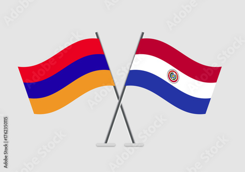 Armenia and Paraguay vector flags visualized in cultural layout