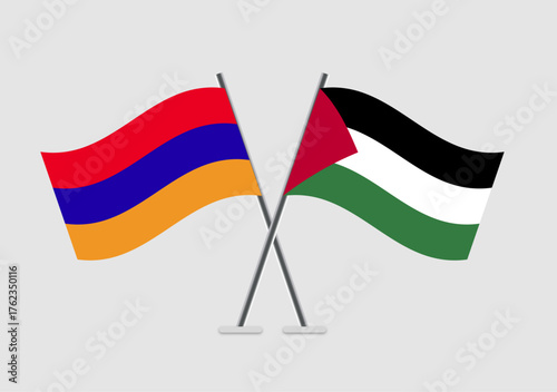 Armenia and Palestine vector flags drawn in classic emblem form