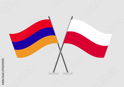 Armenia and Poland vector flags in neutral and modern coloring