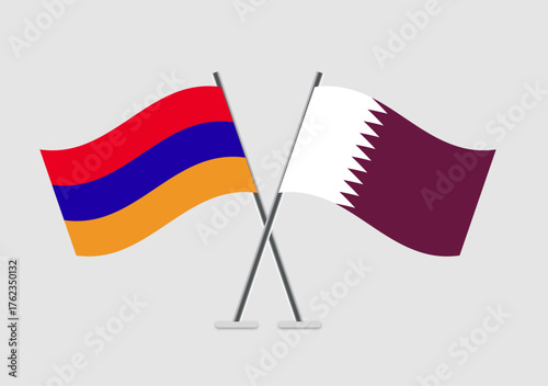 Armenia and Qatar vector flags symbolizing alliance in vector art