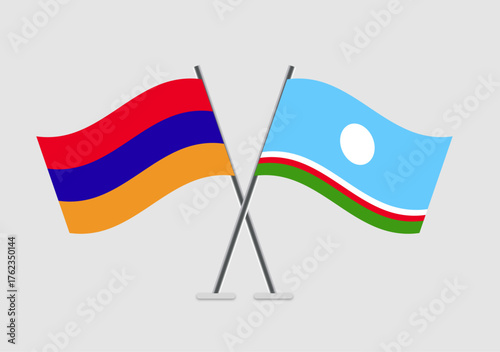 Armenia and Sakha Republic vector flags in full-frame 2D vector