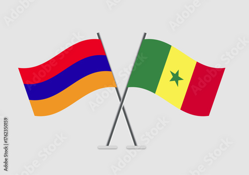 Armenia and Senegal vector flags artwork on simple gradient base