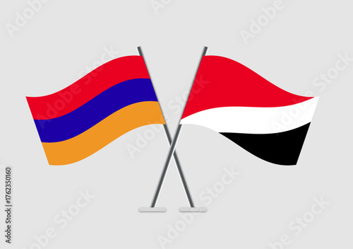Armenia and Principality of Sealand vector flags in diplomatic pose flat design