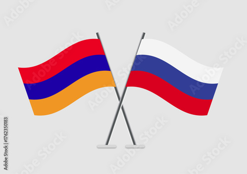 Armenia and Russia vector flags shown in treaty-style illustration