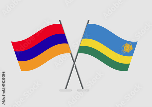 Armenia and Rwanda vector flags with twin-flag composition