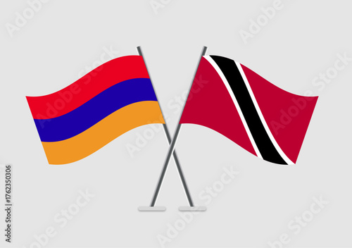 Armenia and Trinidad and Tobago vector flags in balanced neutral illustration