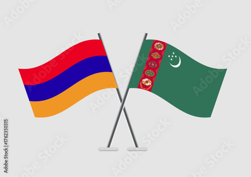 Armenia and Turkmenistan vector flags in minimalist national theme