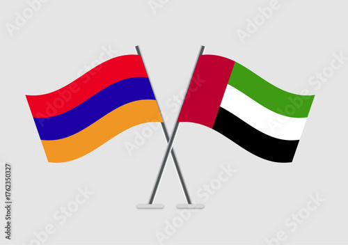 Armenia and United Arab Emirates vector flags illustration with unity tone