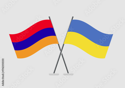 Armenia and Ukraine vector flags illustration representing alliance
