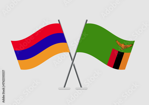 Armenia and Zambia vector flags with contemporary flag shape