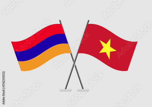 Armenia and Vietnam vector flags illustration with diplomacy theme