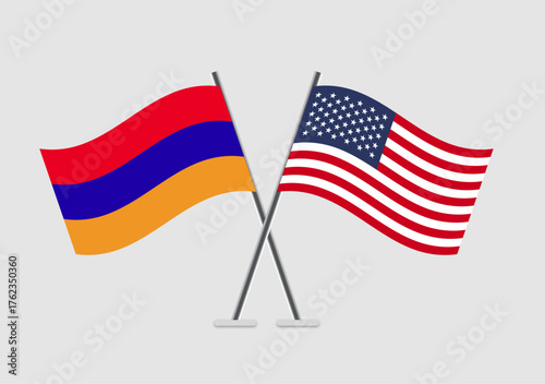 Armenia and United States vector flags in timeless ceremonial layout