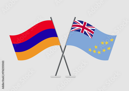 Armenia and Tuvalu vector flags artwork with calm symbolism