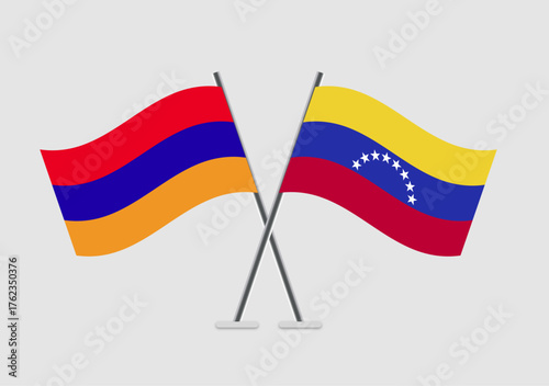 Armenia and Venezuela vector flags arranged in elegant pairing