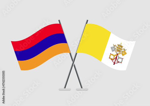Armenia and Vatican City Holy See vector flags composition showing cooperation