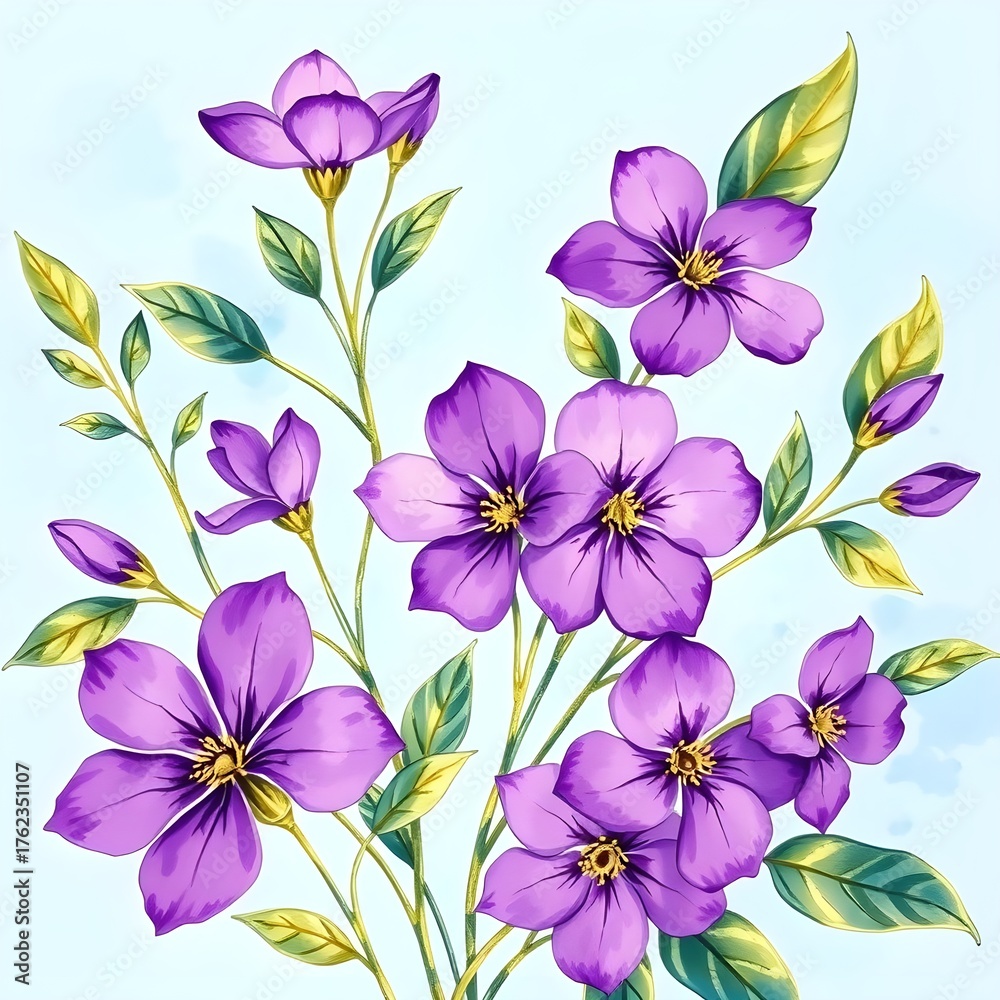 Obraz premium purple floral background watercolor illustration