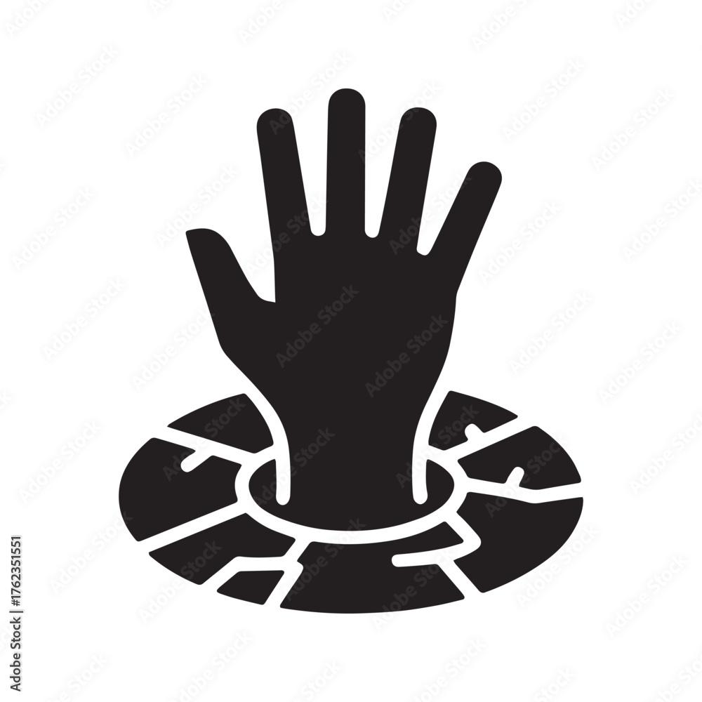 Obraz premium Help Silhouette A Hand Reaching Out of Cracked Earth Illustration Vector Graphic