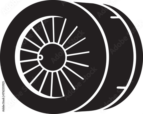 Isolated Jet Engine Silhouettes Minimal Design Isolated Flat Element White Background