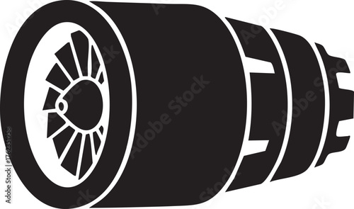 Jet Engine Silhouettes Isolated Flat Element Minimal Design White Background