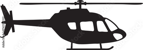 Utility Helicopter Side View Silhouettes Isolated Flat Element Minimal Design