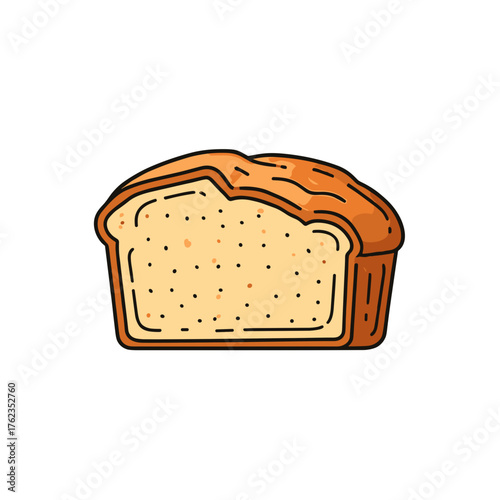 Banana bread loaf slice, simple baked dessert vector